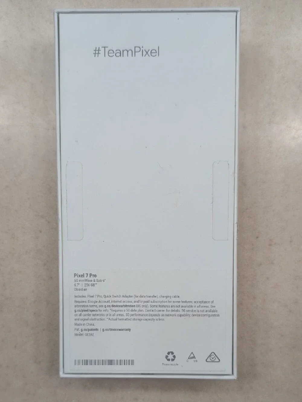 Pixel 7 Pro Original Box Only Black  Color -- (NO DEVICE OR ACCESSORIES)